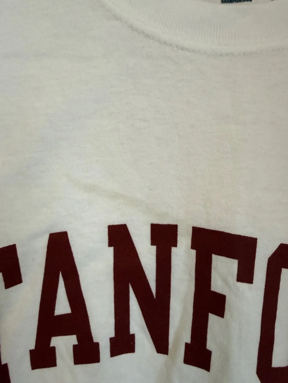 Champion White Stanford Arch Logo Tee with Maroon Print Sz XL - Picture 2 of 5